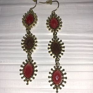 Gold and orange/olive earrings